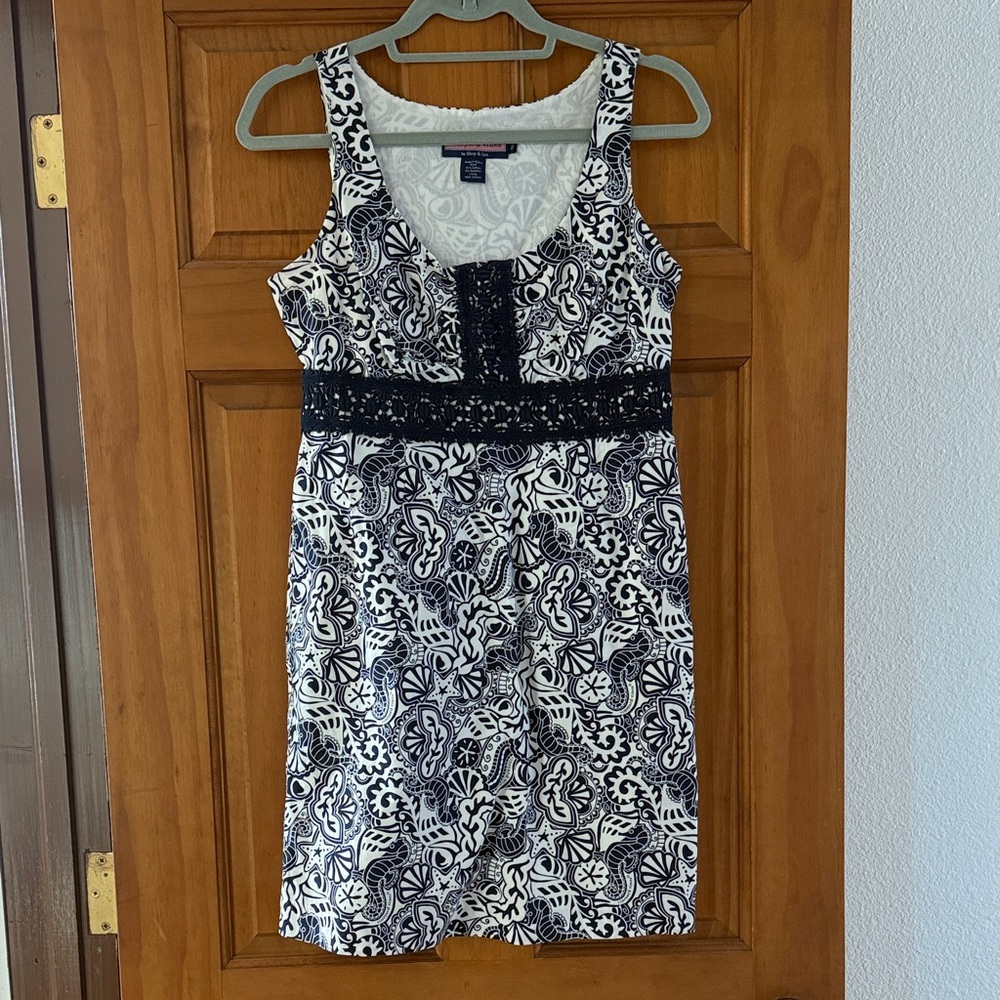 Vineyard Vines Black and White Floral Mini Dress